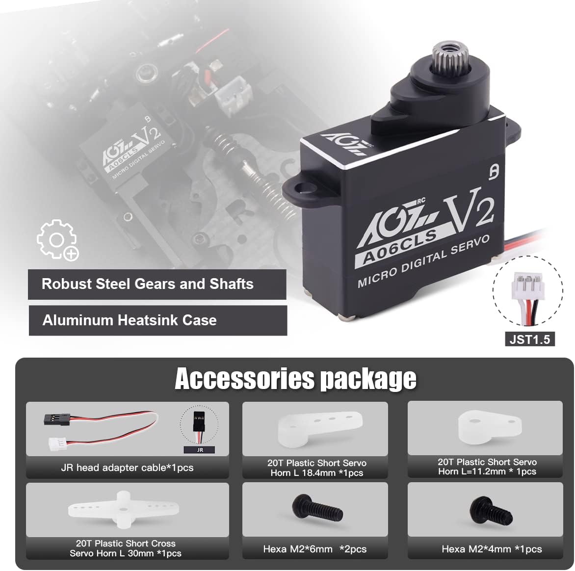 AGFRC Programmable Digital 3.0KG Servo Mini cars (A06CLS V2)