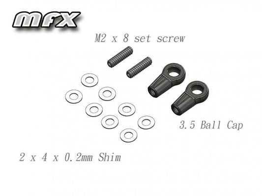 Upper Arm Ball Cap, Set screws and shim